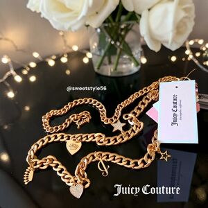 JUICY COUTURE Gold Chunky Link And Crystal Charm Belt BOLD ACCESSORIES!
